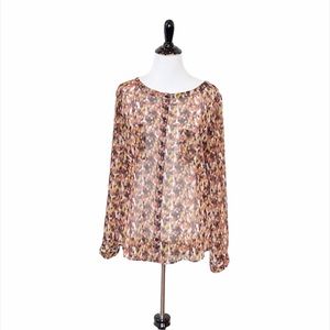 UO Ecote Multi watercolor print Blouse - Size M